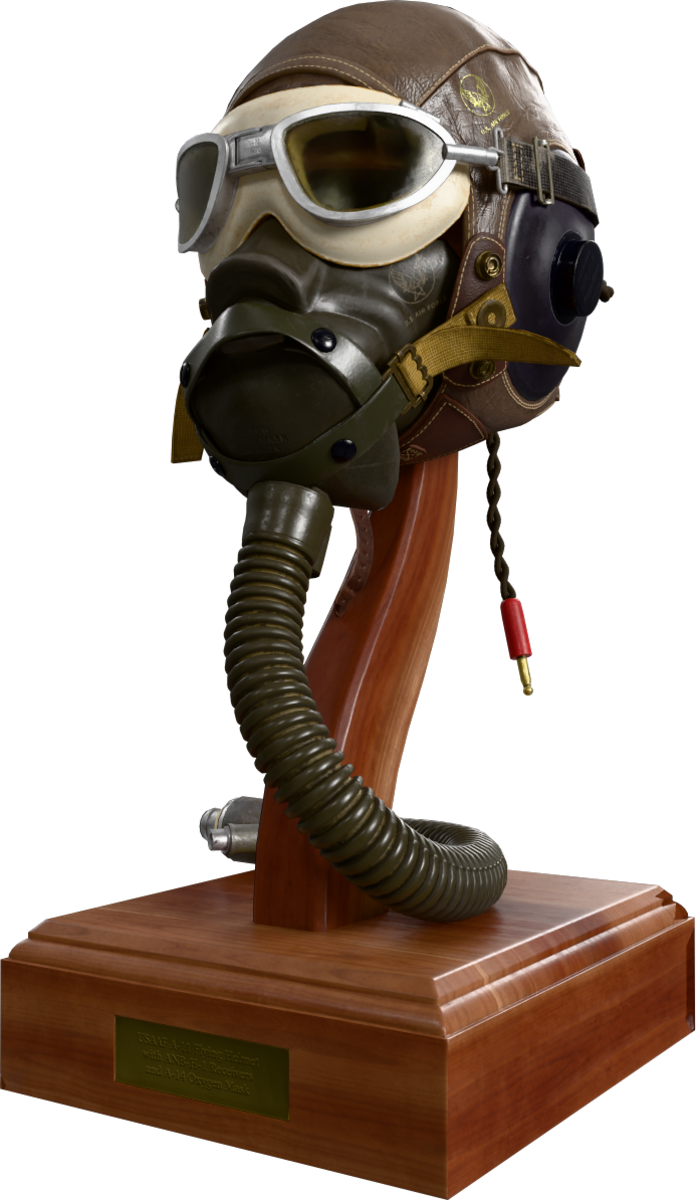 Front three-quarter path-traced view of the Flight Helmet